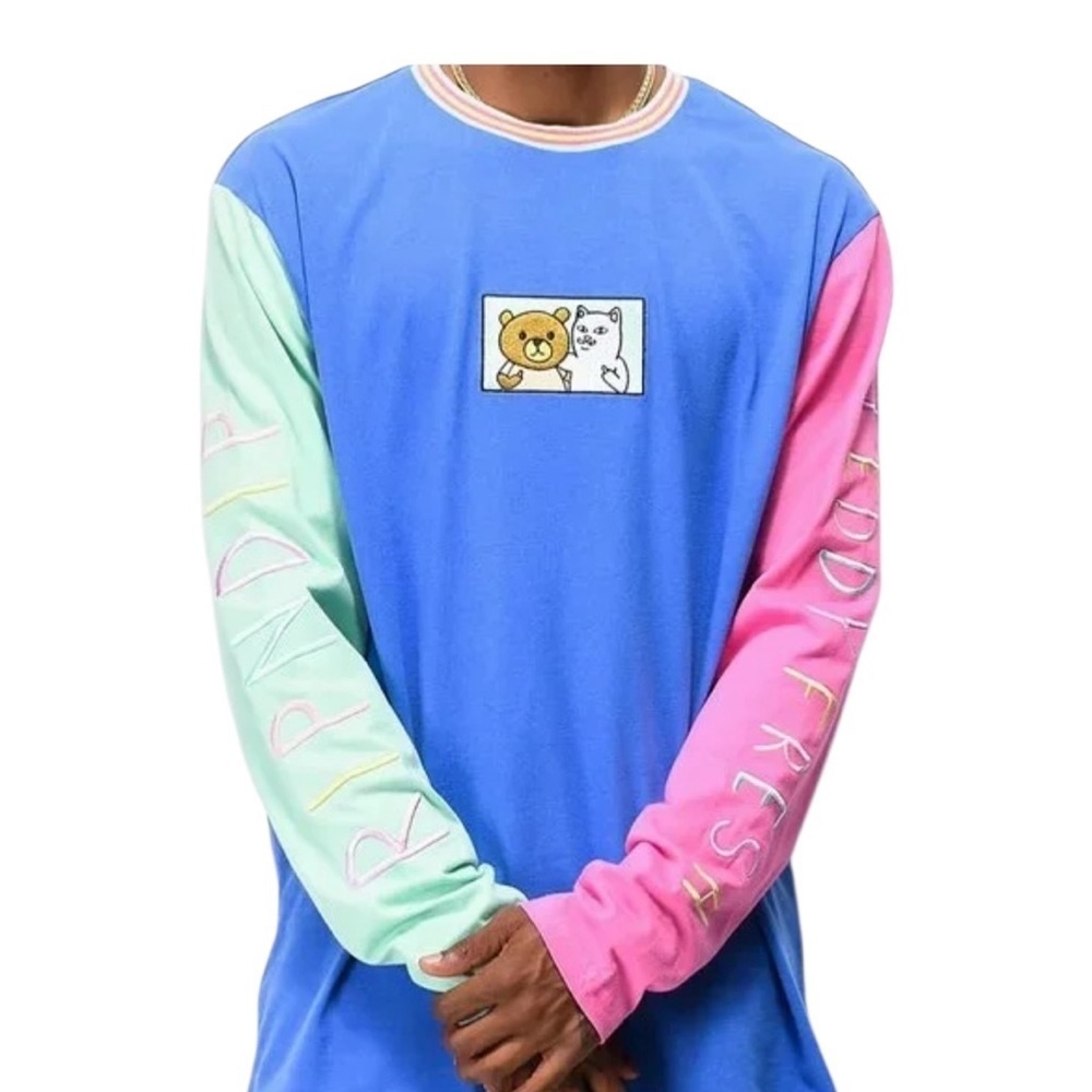 Ripndip Teddy Fresh 2.0 colorblock long-sleeve T-shirt dopamine kidcore vibrant